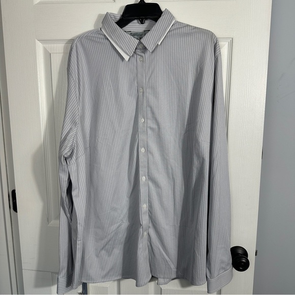 NEW Chef Works Contemporary Collection 3XL men's button front shirt, stripe - Picture 2 of 9